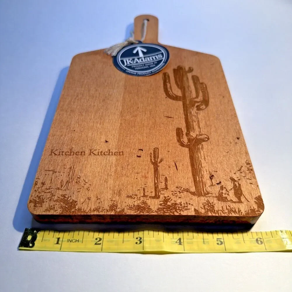 JK Adams Wooden Cutting Board Charcuterie Paddle Laser Engraved Cactus CA Custom
